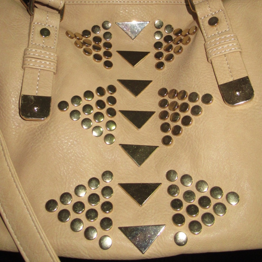 Large “Just Fab” Bag with Gold Embellishments